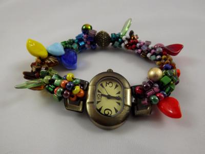 W-2 Watch with Multicolored Crocheted Band