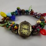 W-2 Watch with Multicolored Crocheted Band