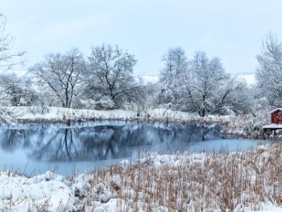 Broomfield Pond and Little Red Building