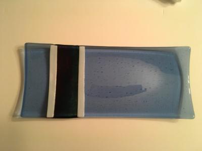 Light blue tray w/ white and irid blue inset Light blue tray w/ white and irid blue inset