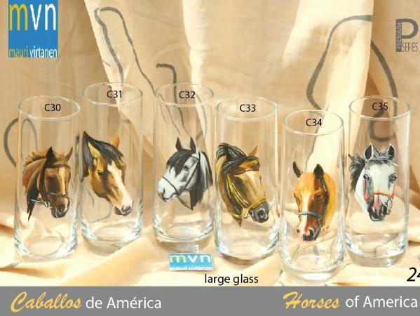 Set of Handpainted glasses: HORSES OF AMERICA