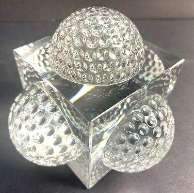 A "Fried Egg" Golf Ball Solid Crystal Glass Paperweight