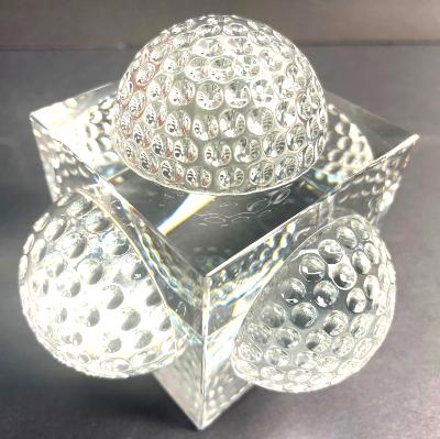 GOLF BALL Solid Crystal Glass Paperweight GOLF BALL Solid Crystal Glass Paperweight