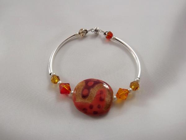 B-104 orange Kazuri bead bracelet