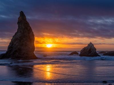 Sea Stack Silhouette Sunset Sea Stack Silhouette Sunset