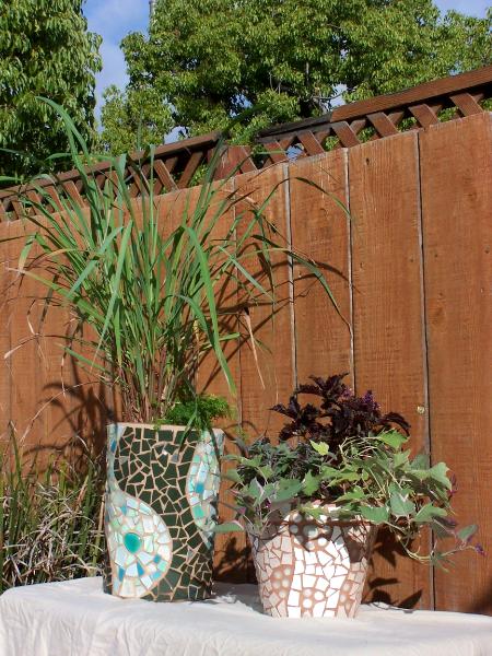 Edibles in Mosaic pots