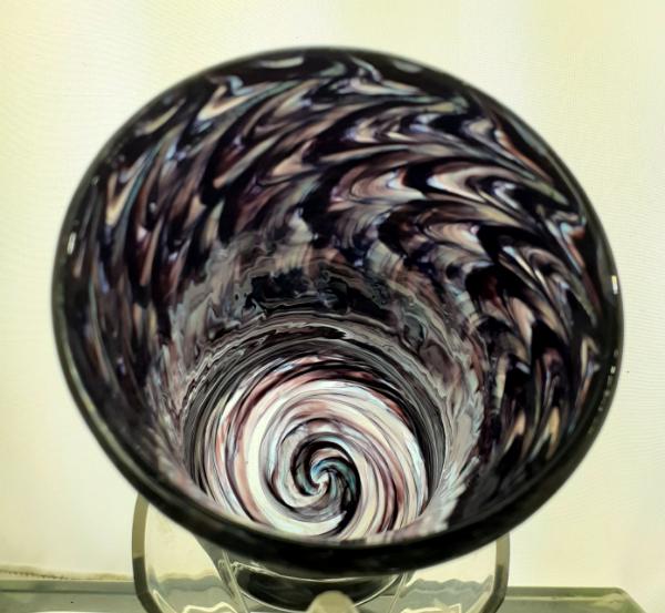 #01072606 Drinking glass Black, Gold-Aventurine, Opal-white colors 6''HX3.5''W $70.00 (2)