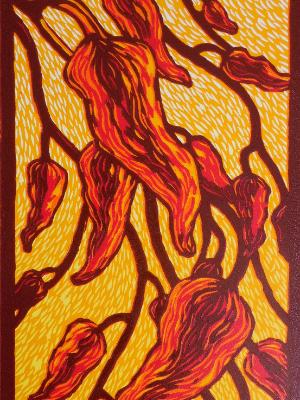 Hot Peppers, Relief Print
