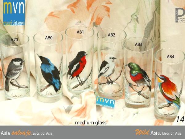 Set of handpainted glasses: BIRDS OF ASIA