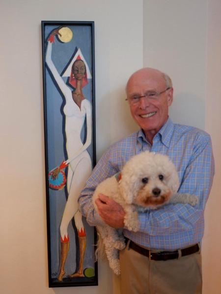 Bill and Whitey Bain with untitled Tom Cash painting.