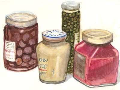 Olives, Mustard, Capers, Jam Olives, Mustard, Capers, Jam