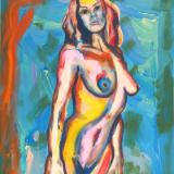 Rainbow Goddess 14-026 - acrylic painting on canvas, 24in x 36in
