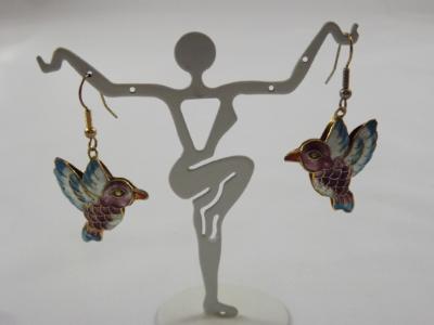 E-78 Cloissone Hummingbird Bead Earrings E-78 Cloissone Hummingbird Bead Earrings