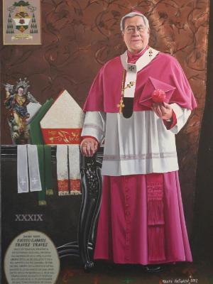 Oil portrait of Archbishop FAUSTO TRAVEZ, 170cm x 100cm, 2013