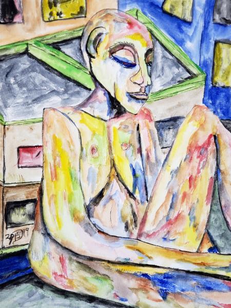 Having returned to his world, he regained his color, but his elongation remained, sending him into a deep depression.