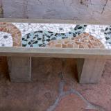 concrete and mosaic bench 48"x14"
