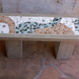 concrete and mosaic bench 48"x14"