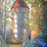 Silos at Bernhim forest 12x16 panel in oils