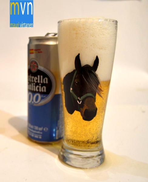 Set of handpainted glasses: MIX OF HORSES