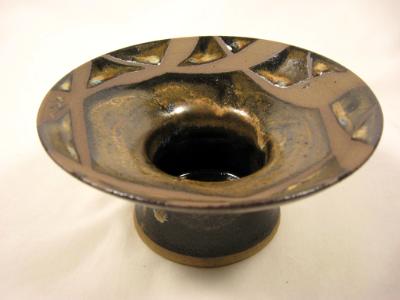120522.E Flower Vase with Wax Resist and Multiple Glazes 120522.E Flower Vase with Wax Resist and Multiple Glazes