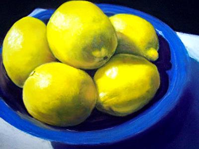 Lemons in a Blue Bowl