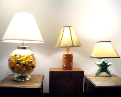 Reclaimed and Filled Bottle Lamps Reclaimed and Filled Bottle Lamps