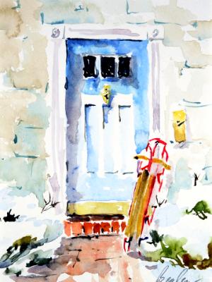 Blue Door with Sled Blue Door with Sled