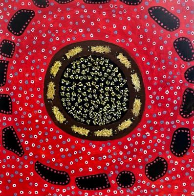 Dance of the Fairy ring, acrylic on board, 50cm x 50cm.