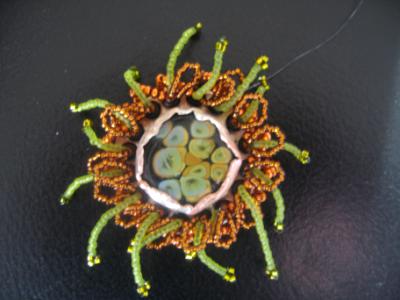 14-010 Beaded Glass Cab Pendant 14-010 Beaded Glass Cab Pendant
