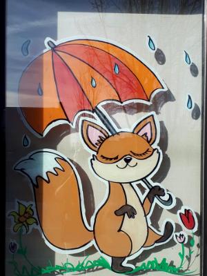 fox walking in the rain