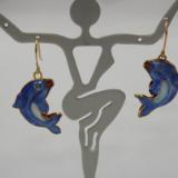 E-49 Cloissone Blue Dolphin Earrings