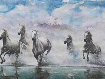Mystic horses, 35cm x 50cm, 2014 Mystic horses, 35cm x 50cm, 2014