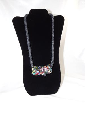 N-106 Dark Grey Crocheted Rope w/Giant Bead Necklace N-106 Dark Grey Crocheted Rope w/Giant Bead Necklace