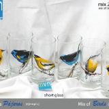 Set of handpainted glasses: MIX OF BIRDS