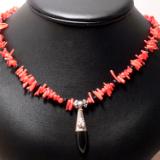 Onyx and Coral Necklace