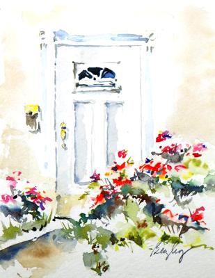 Summer Door with Flowers Summer Door with Flowers