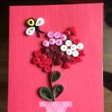 Pink flowerpot quilled greeting card