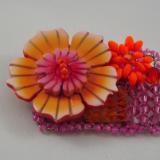 Orange Flower Brooch ,