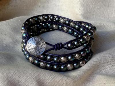 Royal Purple Glass Triple Wrap Bracelet Royal Purple Glass Triple Wrap Bracelet