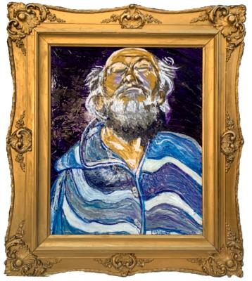 OLD MAN IN A HORSE BLANKET ROBE
