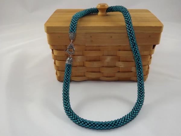 N-59 Turquoise Crocheted Rope Necklace