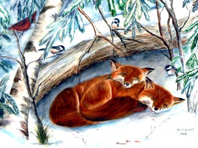 Sleeping Foxes - Christmas Card 2008