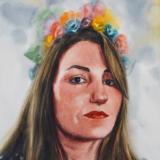 Custom portrait of the girl with the flowers crown, 35cm x 50cm, 2019