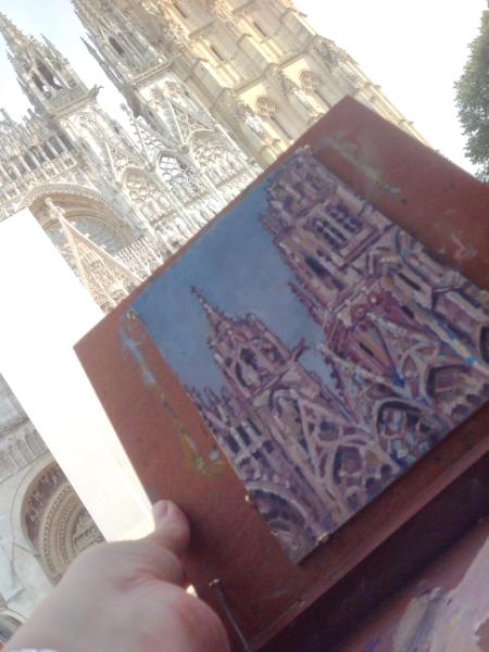 Rouen Cathedral, France, 6x8 ins, oils