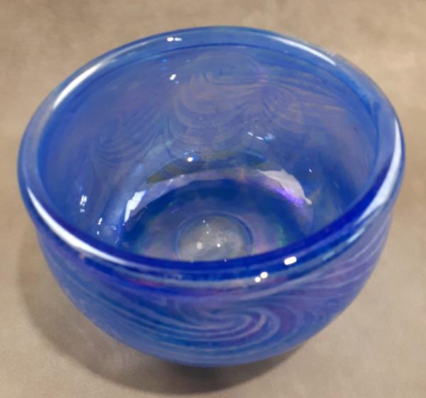 #10262624 Bowl blue wave Iridised 3.75''HX6.25''W $90.00