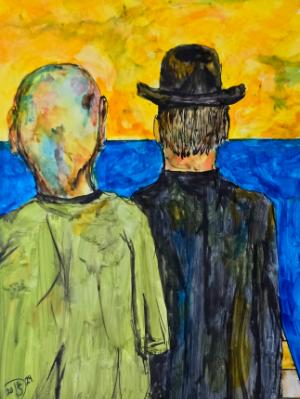 Standing next to Magritte. Standing next to Magritte.