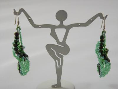 E-23 Mint Green Beaded Earrings