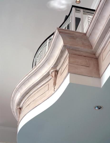 Saudi residence pool area antiqued cornice molding