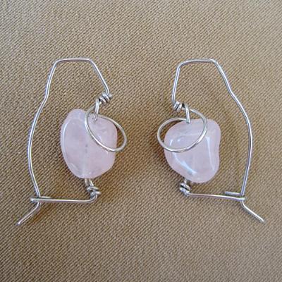 Rose Quartz Silver Swirl Earrings