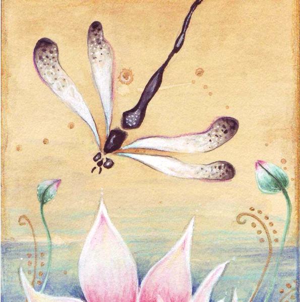 Awakening original dragonfly painting zen dragonfly art